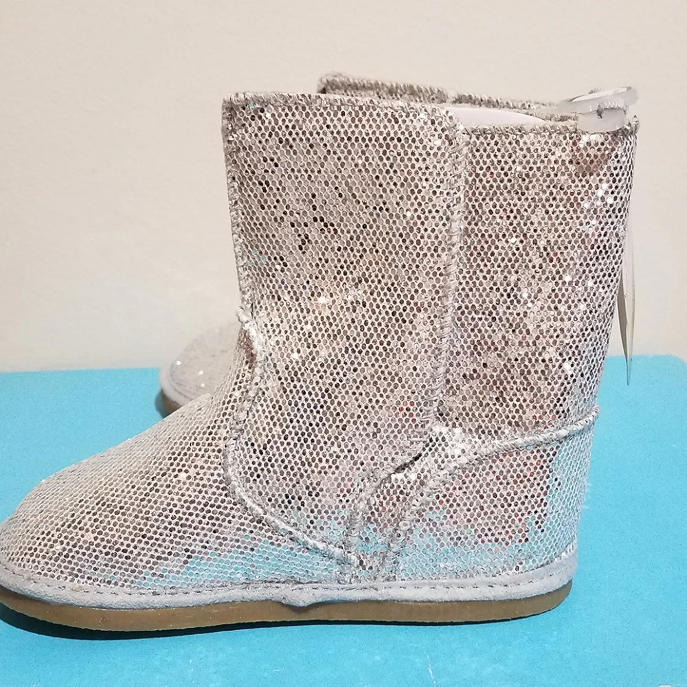 sz 2Inf 7 Tdlr‎ NEW Baby Deer Silver Sparkly Infant & Toddler Little Girls Boots